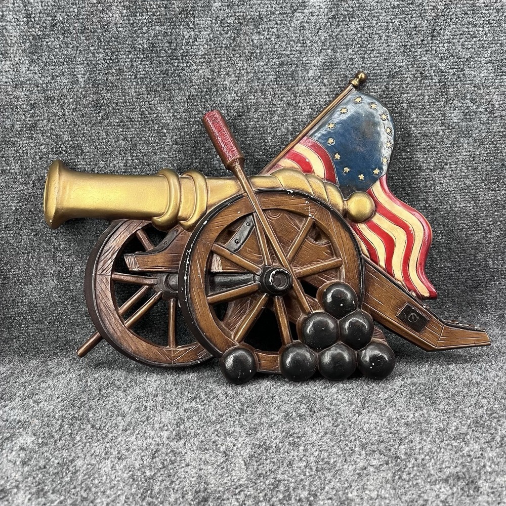 Rare Sexton 1967 Cannon 13 Star Flag Cast Aluminum Wall Hanging 18.5" L USA